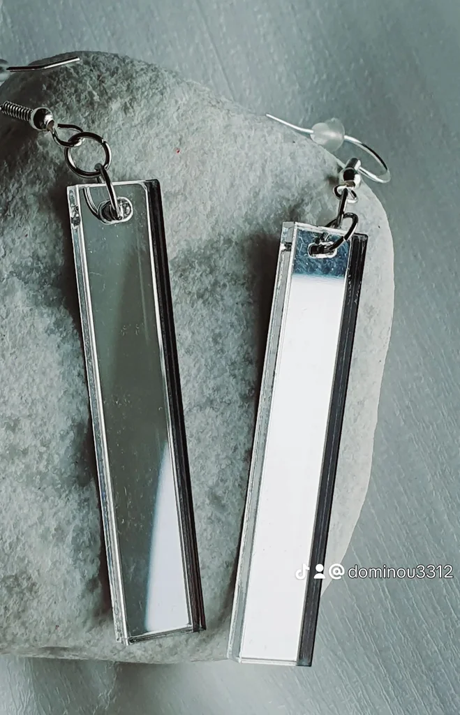 Boucles d'oreilles effet miroir crochets hypoallergénique plaqué argent 